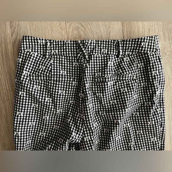 Anthropologie Maeve Essential Slim Flared Pants Black and White Gingham Crop - 6 - Picture 9 of 9